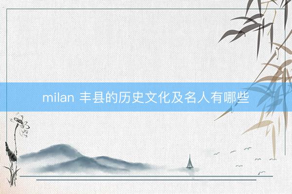milan 丰县的历史文化及名人有哪些