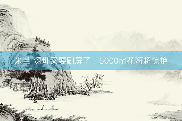 米兰 深圳又要刷屏了！5000㎡花海超惊艳