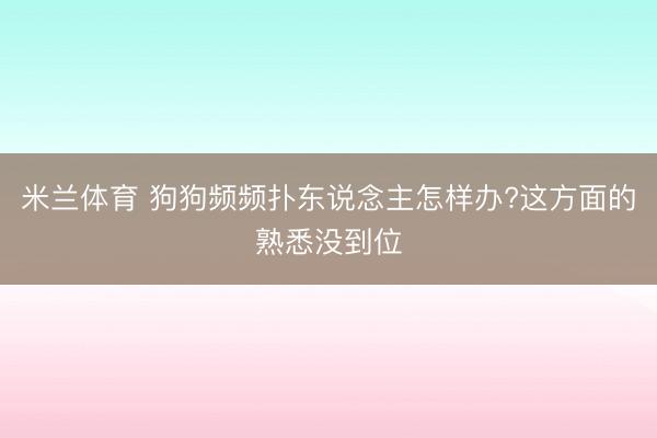 米兰体育 狗狗频频扑东说念主怎样办?这方面的熟悉没到位