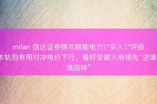 milan 信达证券赐与皖能电力